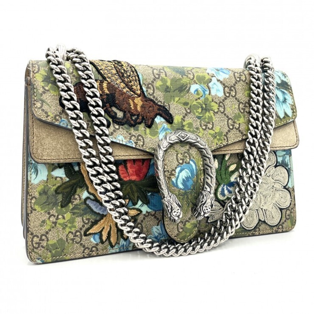 GUCCI Dionysus Shoulder Bag GG Supreme Flower Bee Embroidery Chain Multicolor - Picture 6 of 10